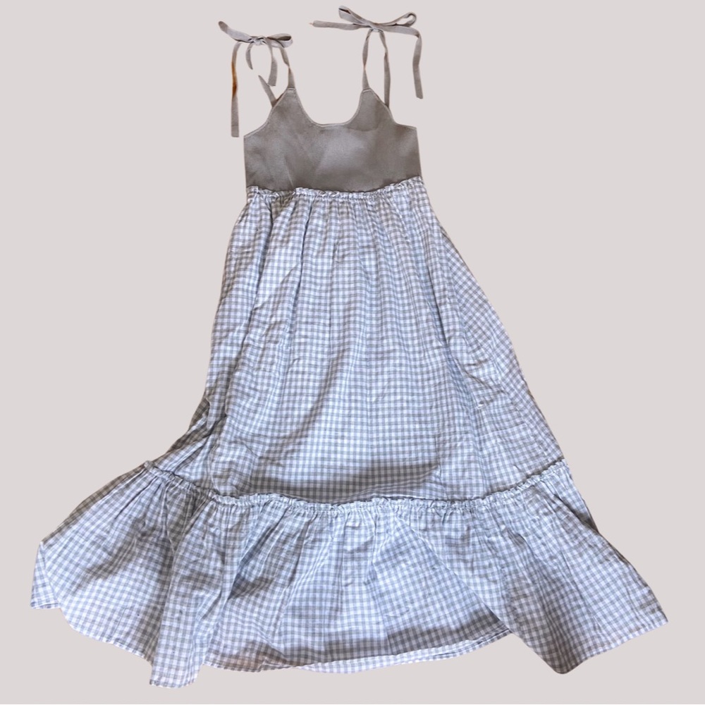 En Merci Gingham Tie Top Maxi Dress